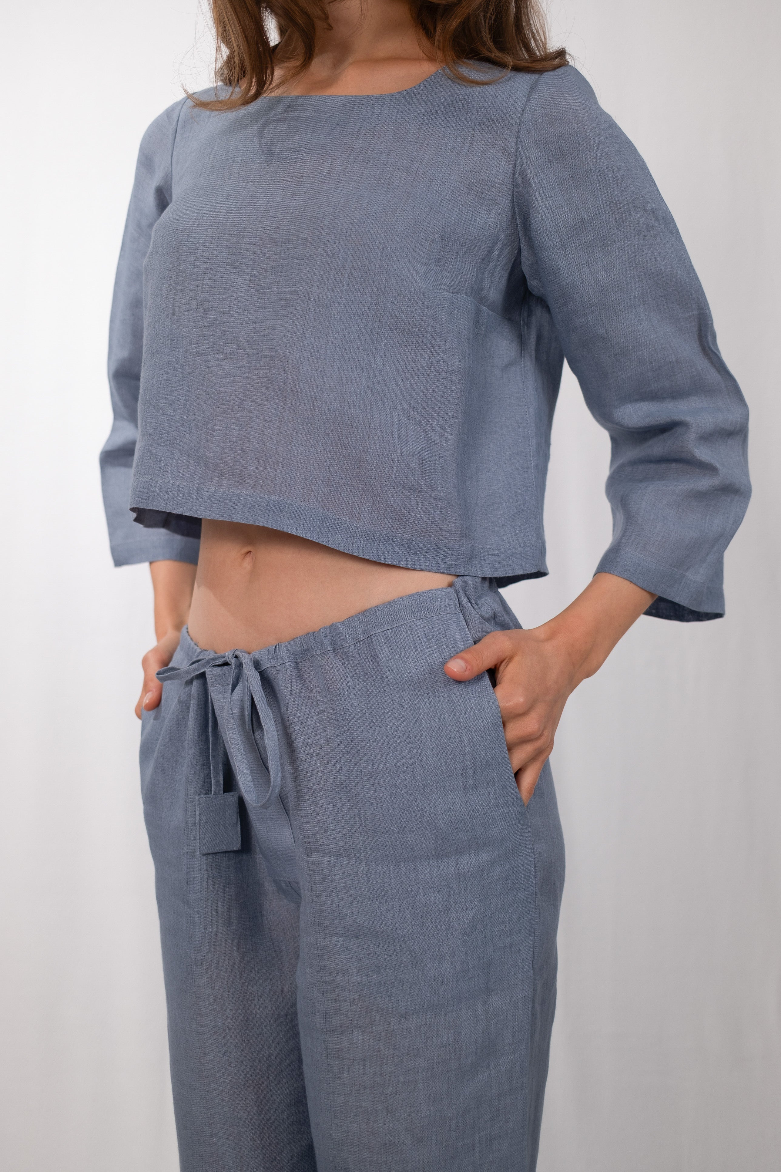Artisan Indigo Hemp Crop Top