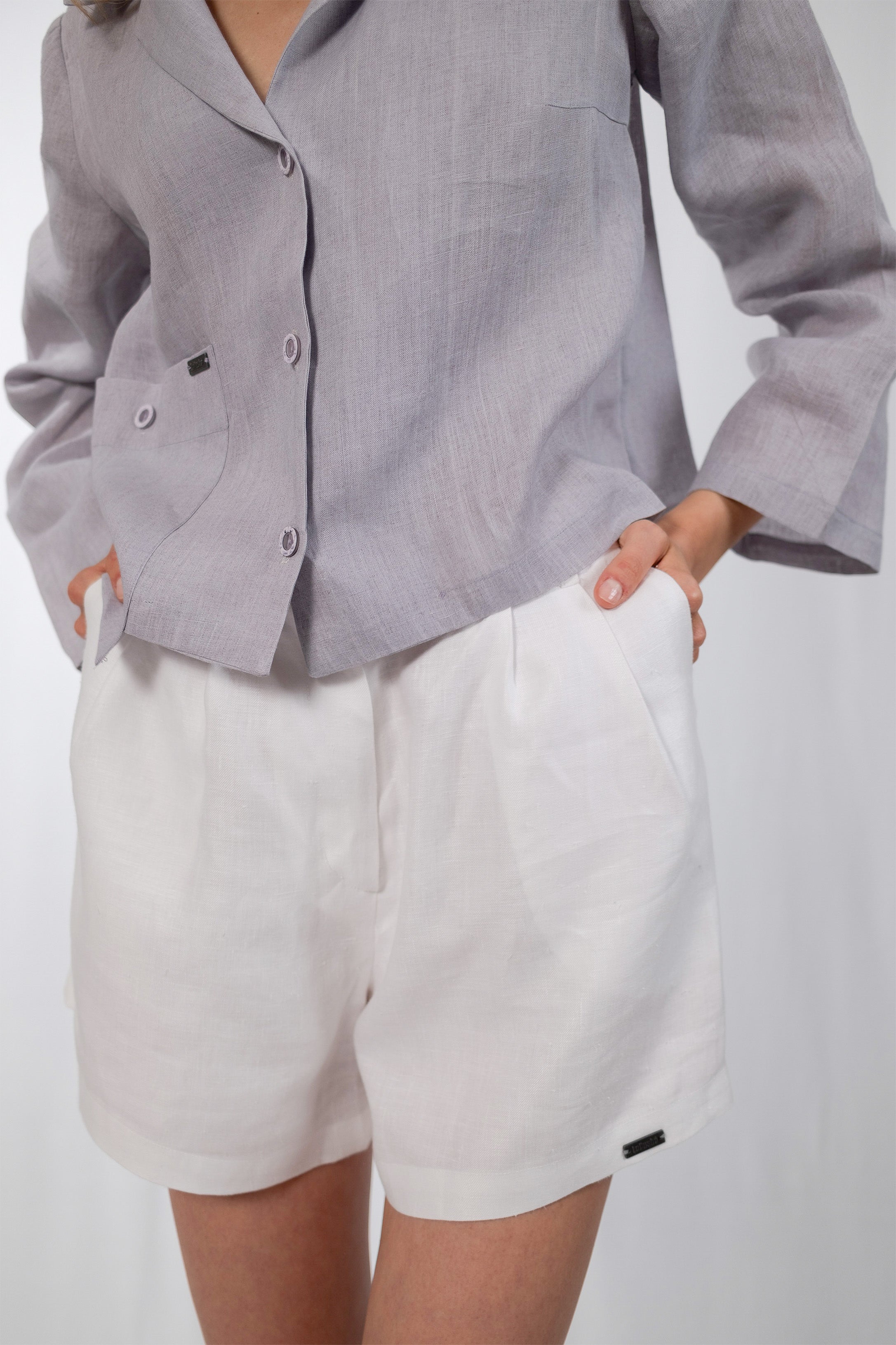 Ivory Hemp Tailored Shorts