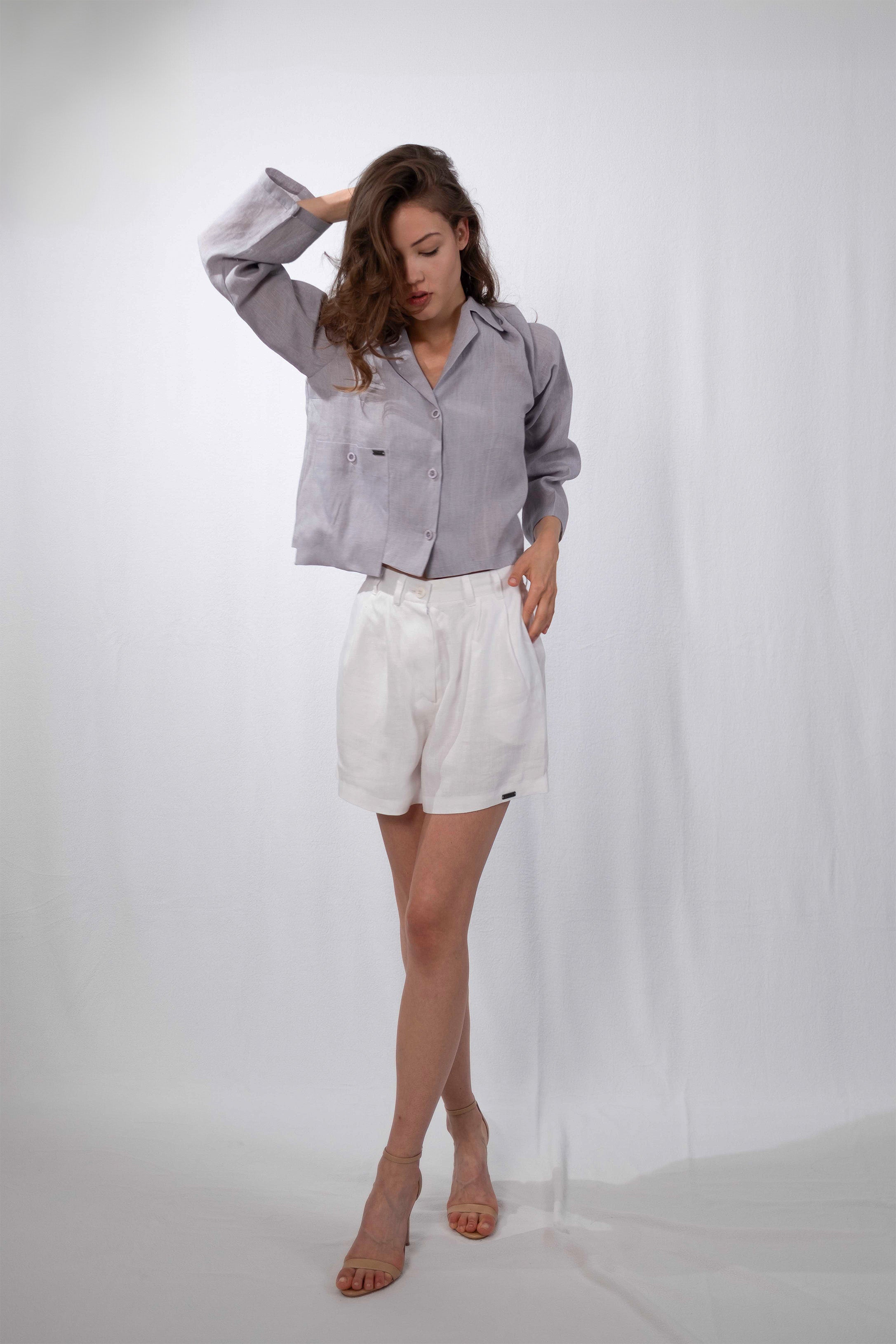 Ivory Hemp Tailored Shorts