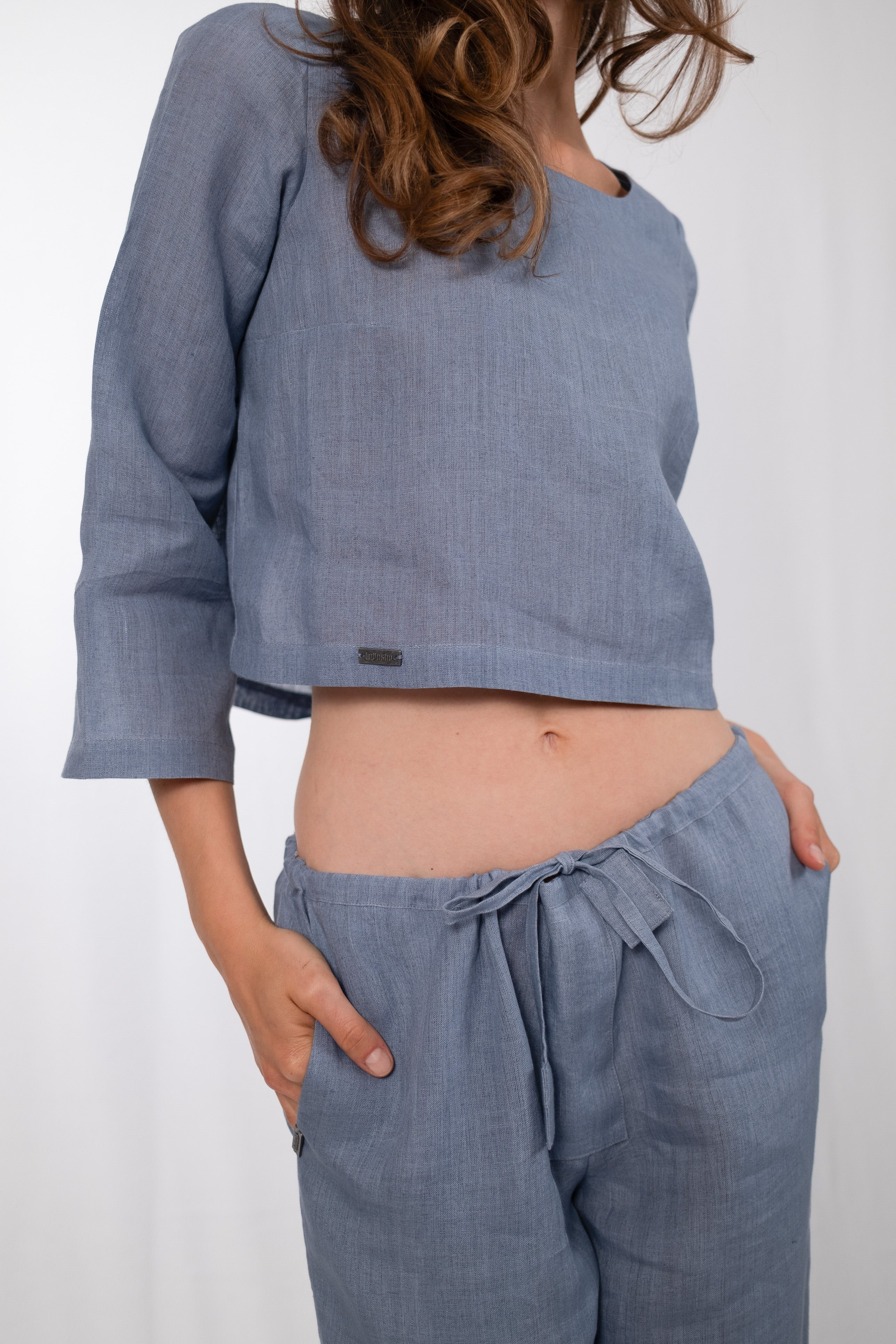 Artisan Indigo Hemp Crop Top