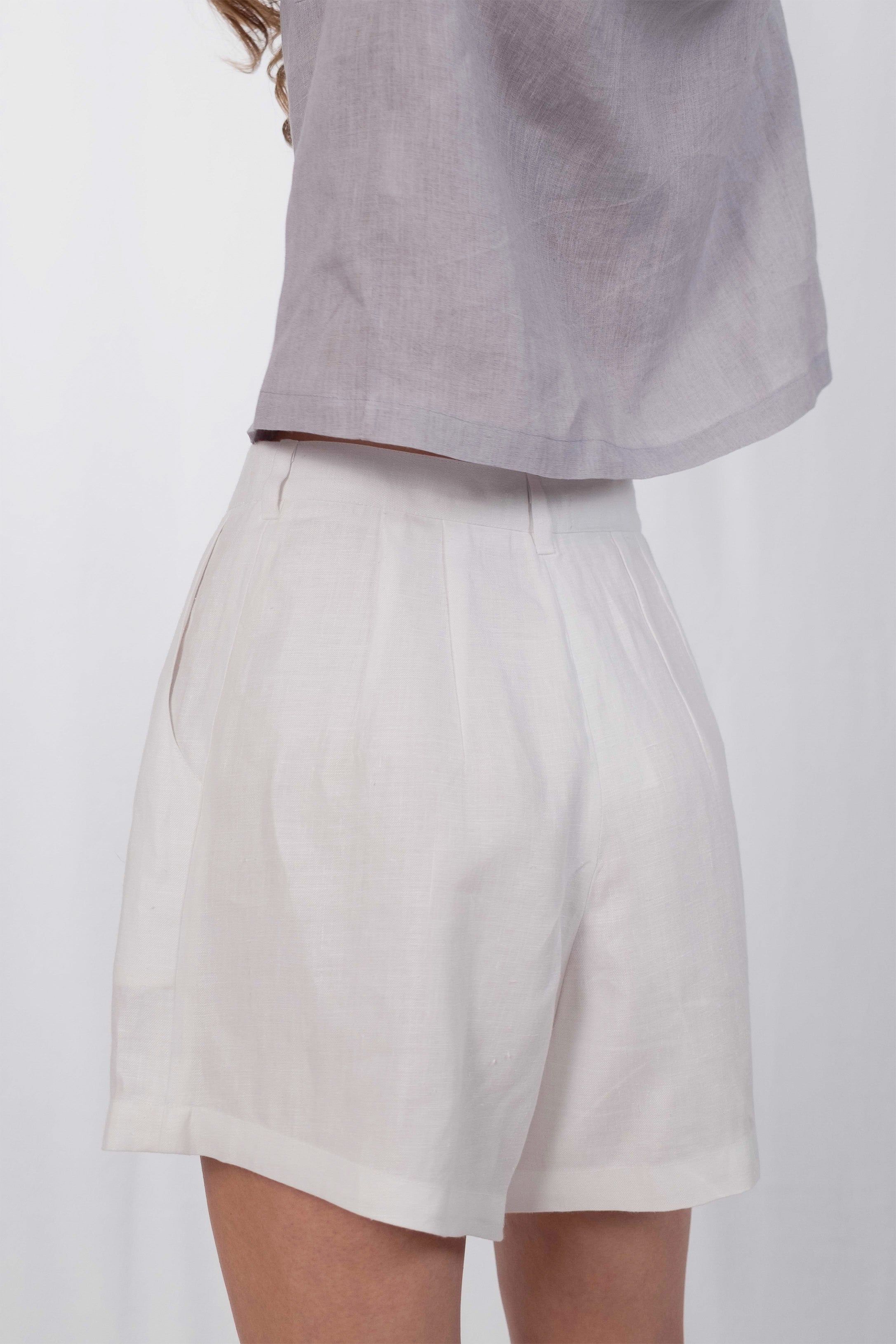 Ivory Hemp Tailored Shorts